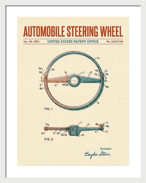Automobile Steering Wheel Retro Patent Us2818749a
