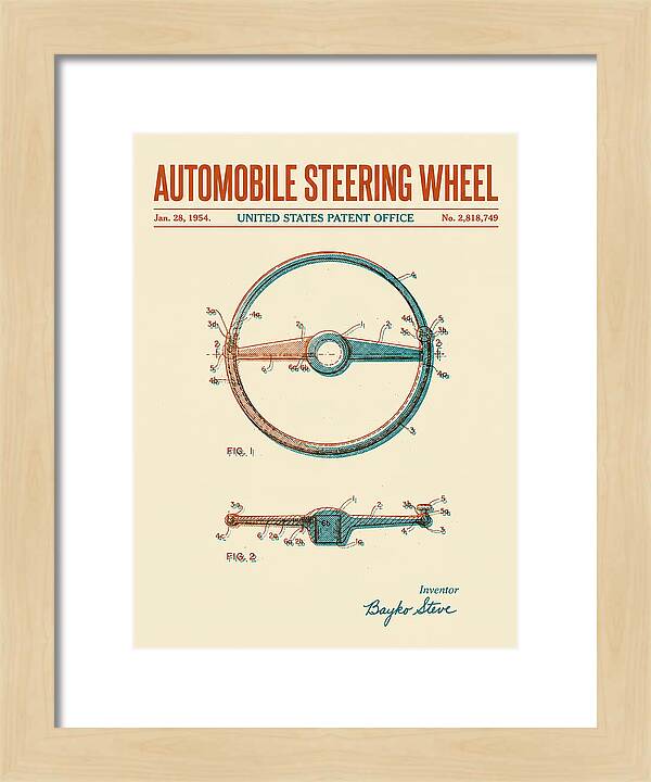 Automobile Steering Wheel Retro Patent Us2818749a