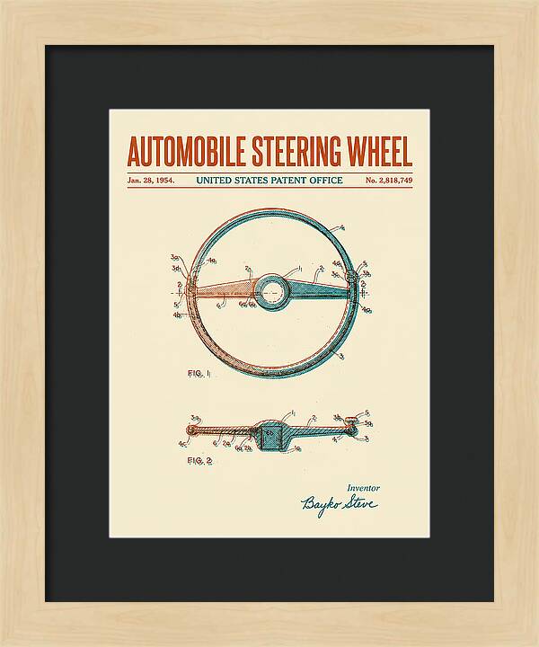 Automobile Steering Wheel Retro Patent Us2818749a