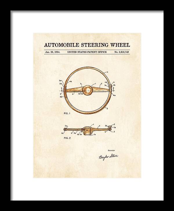 Automobile Steering Wheel Watercolor Patent Us2818749a