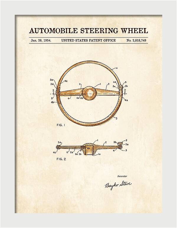 Automobile Steering Wheel Watercolor Patent Us2818749a