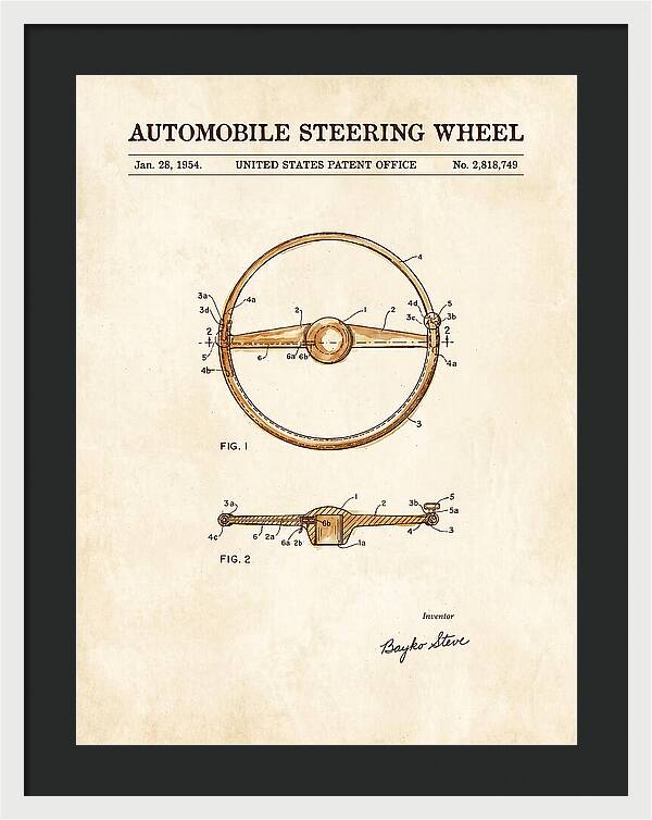Automobile Steering Wheel Watercolor Patent Us2818749a