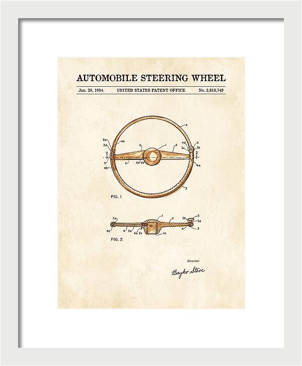 Automobile Steering Wheel Watercolor Patent Us2818749a