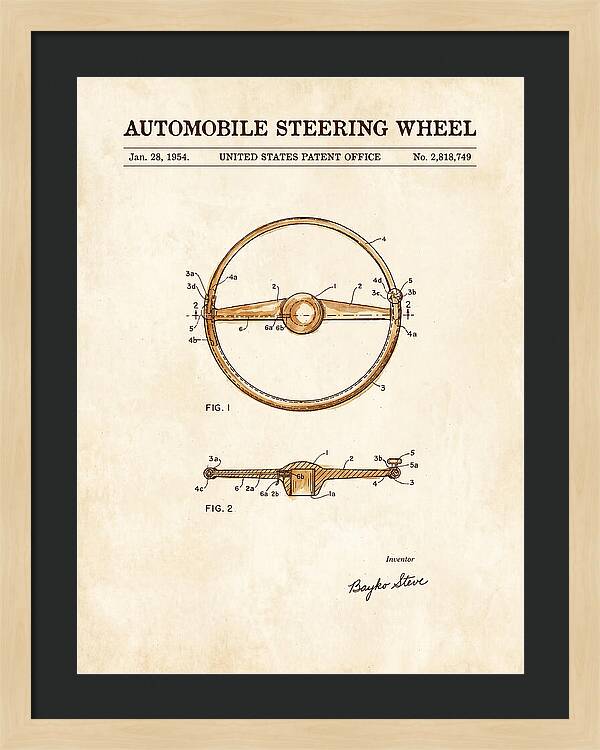 Automobile Steering Wheel Watercolor Patent Us2818749a