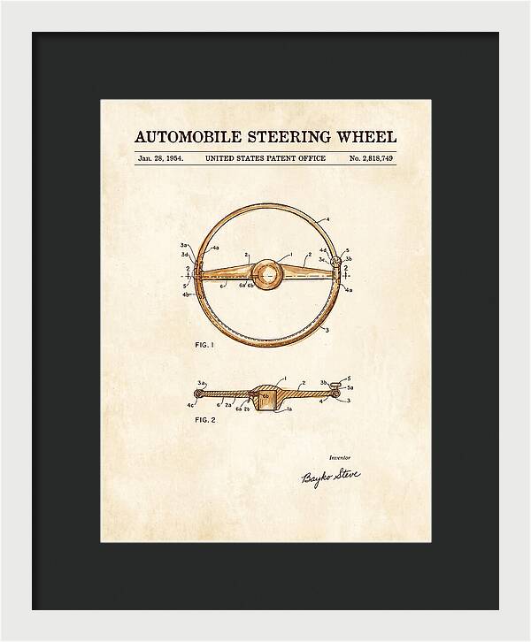 Automobile Steering Wheel Watercolor Patent Us2818749a