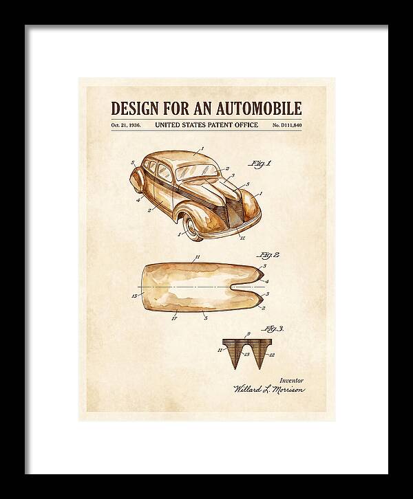 Automobile Watercolor Patent Usd111840s