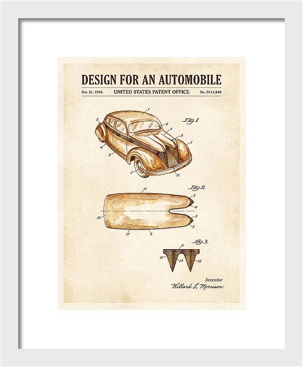Automobile Watercolor Patent Usd111840s