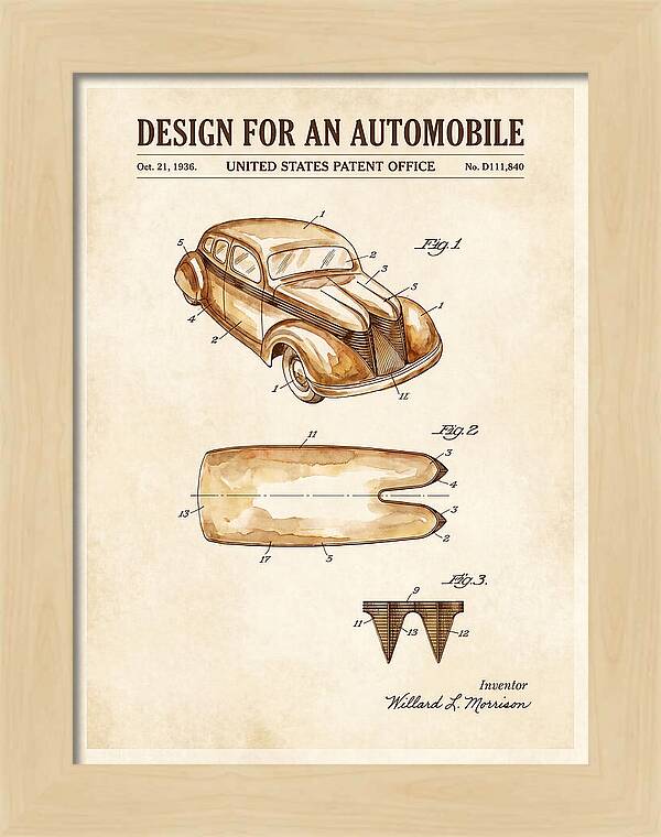 Automobile Watercolor Patent Usd111840s
