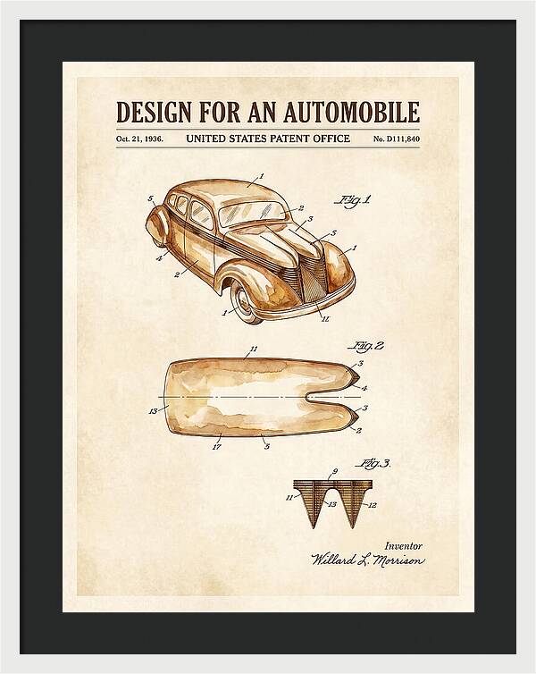 Automobile Watercolor Patent Usd111840s