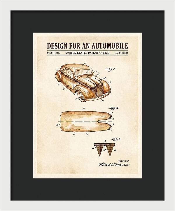 Automobile Watercolor Patent Usd111840s