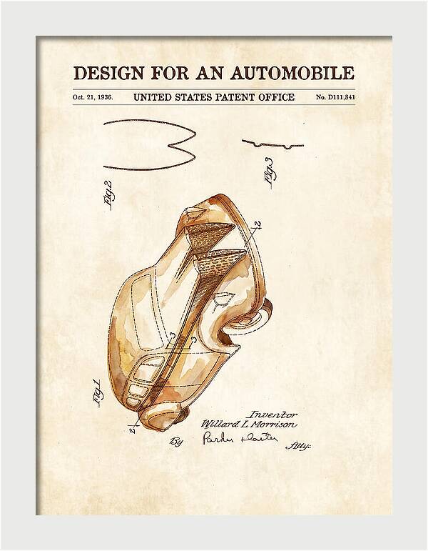 Automobile Watercolor Patent Usd111841s