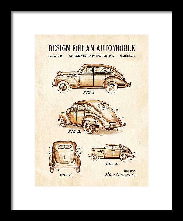 Automobile Watercolor Patent Usd122504s