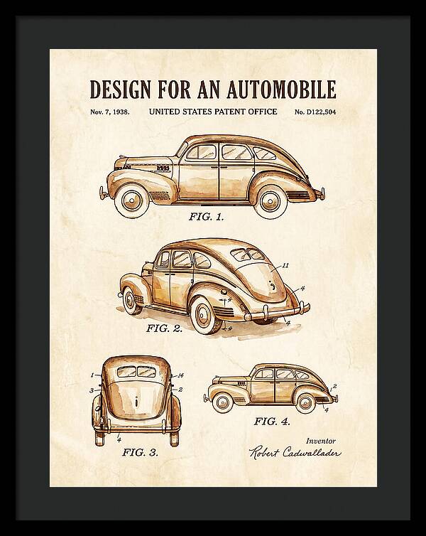 Automobile Watercolor Patent Usd122504s