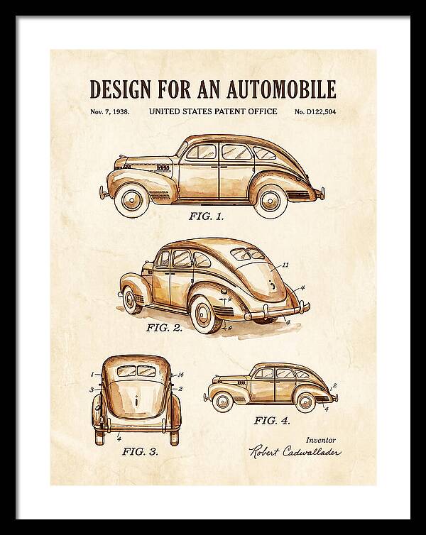 Automobile Watercolor Patent Usd122504s