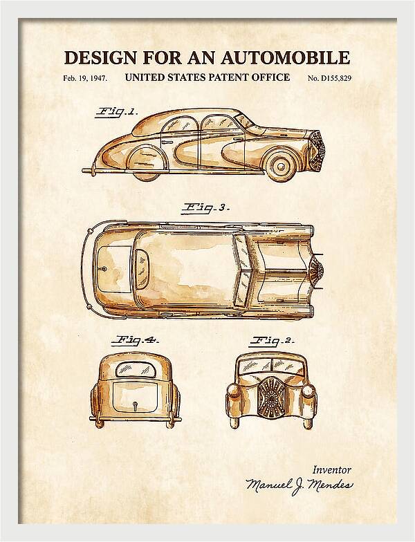 Automobile Watercolor Patent Usd155829s