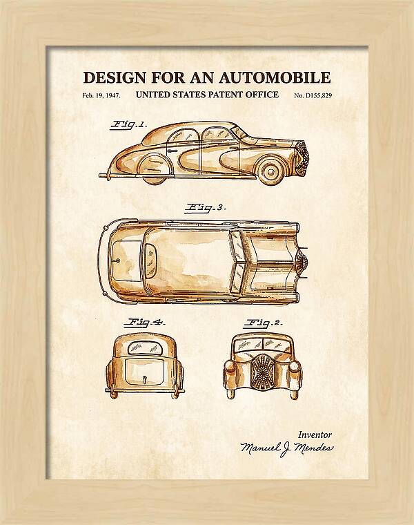 Automobile Watercolor Patent Usd155829s