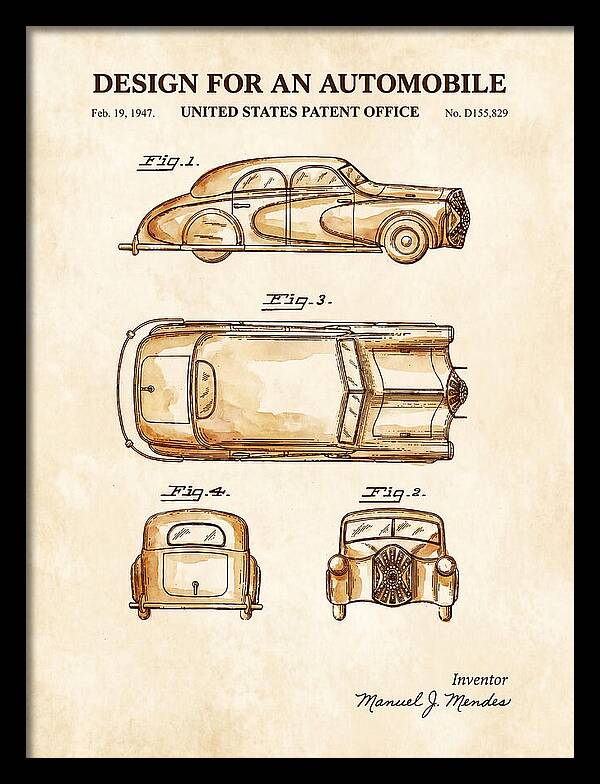Automobile Watercolor Patent Usd155829s
