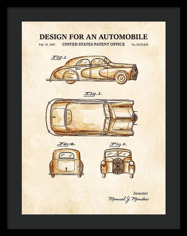 Automobile Watercolor Patent Usd155829s