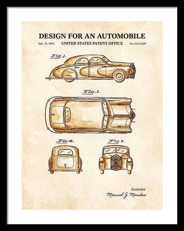 Automobile Watercolor Patent Usd155829s