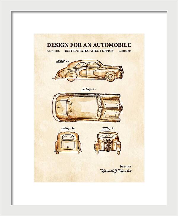 Automobile Watercolor Patent Usd155829s