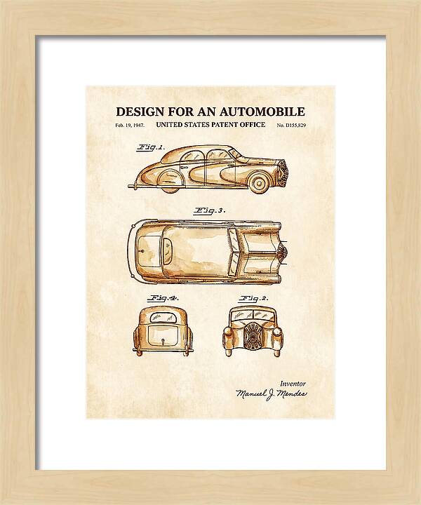 Automobile Watercolor Patent Usd155829s