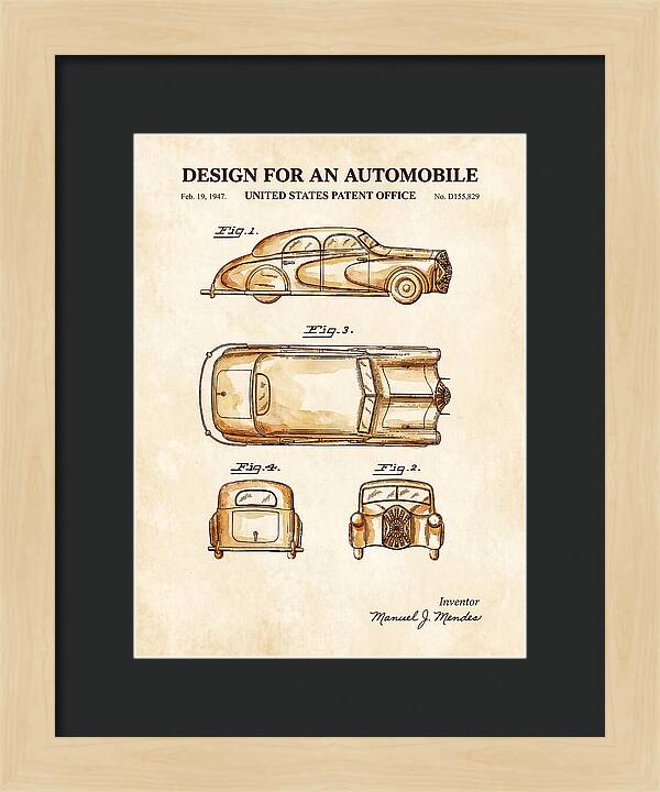 Automobile Watercolor Patent Usd155829s