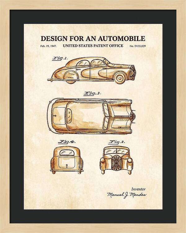 Automobile Watercolor Patent Usd155829s