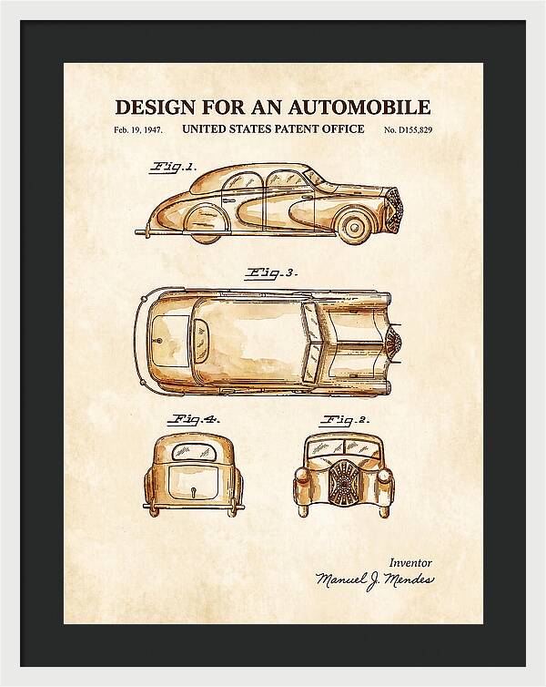 Automobile Watercolor Patent Usd155829s