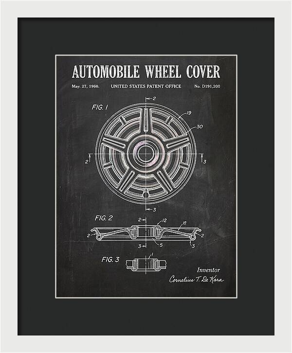 Automobile Wheel Cover Chalkboard Patent Usd191200s
