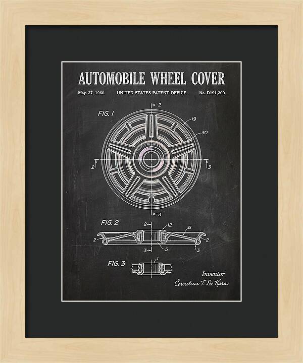 Automobile Wheel Cover Chalkboard Patent Usd191200s