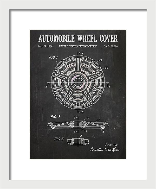 Automobile Wheel Cover Chalkboard Patent Usd191200s
