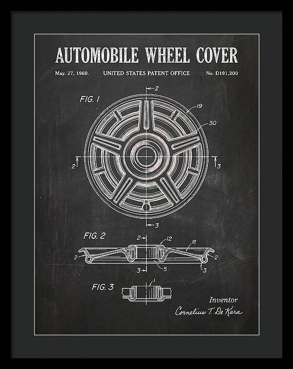 Automobile Wheel Cover Chalkboard Patent Usd191200s