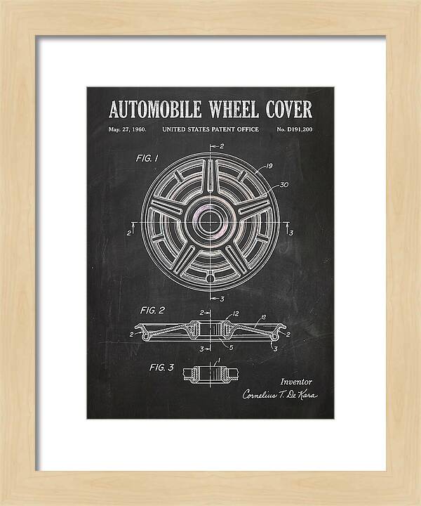 Automobile Wheel Cover Chalkboard Patent Usd191200s