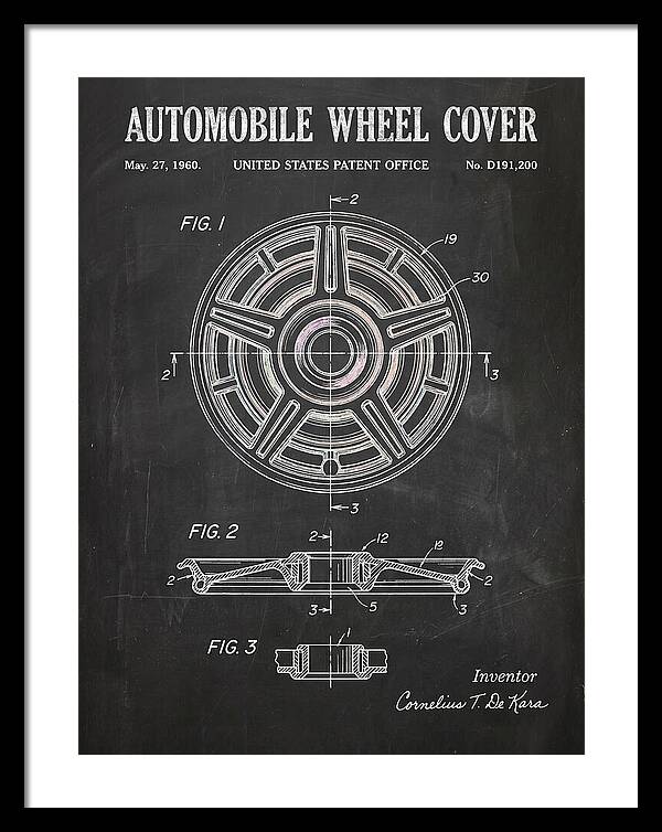 Automobile Wheel Cover Chalkboard Patent Usd191200s