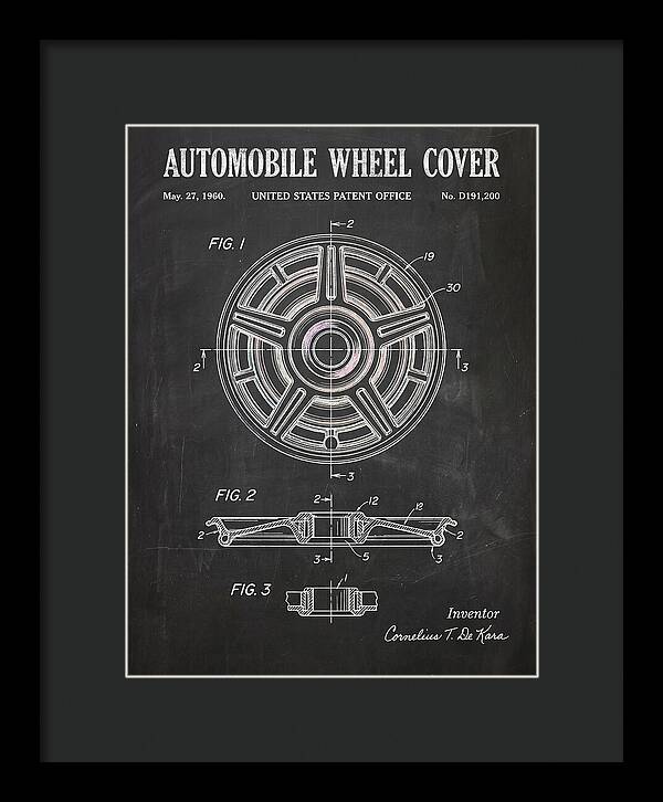 Automobile Wheel Cover Chalkboard Patent Usd191200s