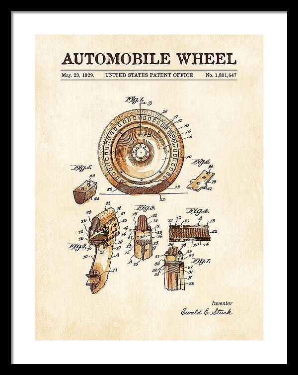 Automobile Wheel Watercolor Patent Us1801647a