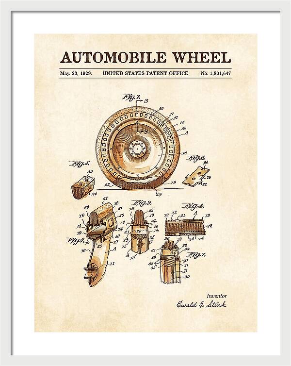 Automobile Wheel Watercolor Patent Us1801647a
