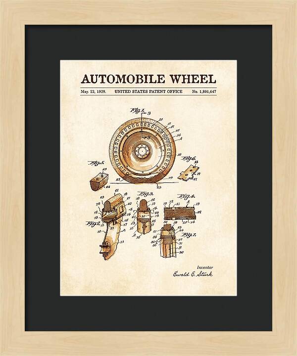 Automobile Wheel Watercolor Patent Us1801647a
