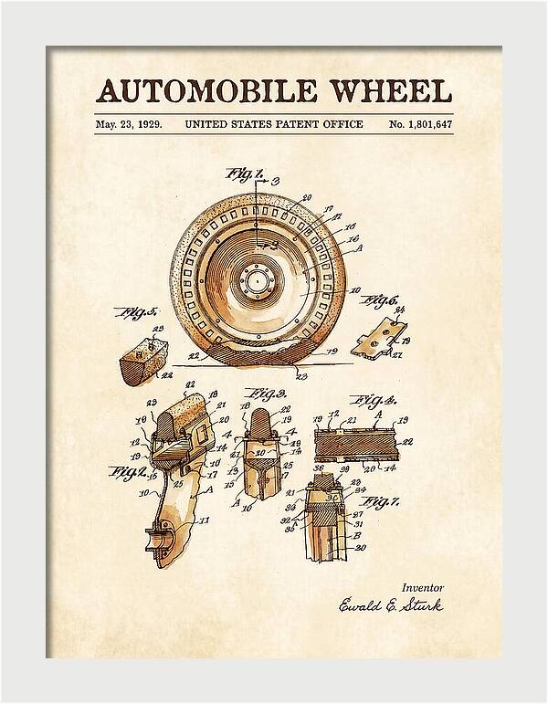 Automobile Wheel Watercolor Patent Us1801647a