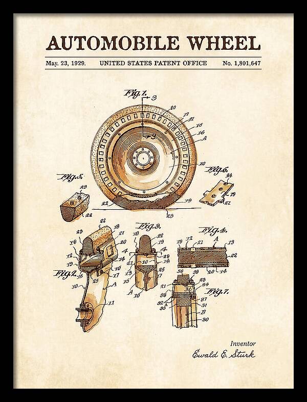 Automobile Wheel Watercolor Patent Us1801647a