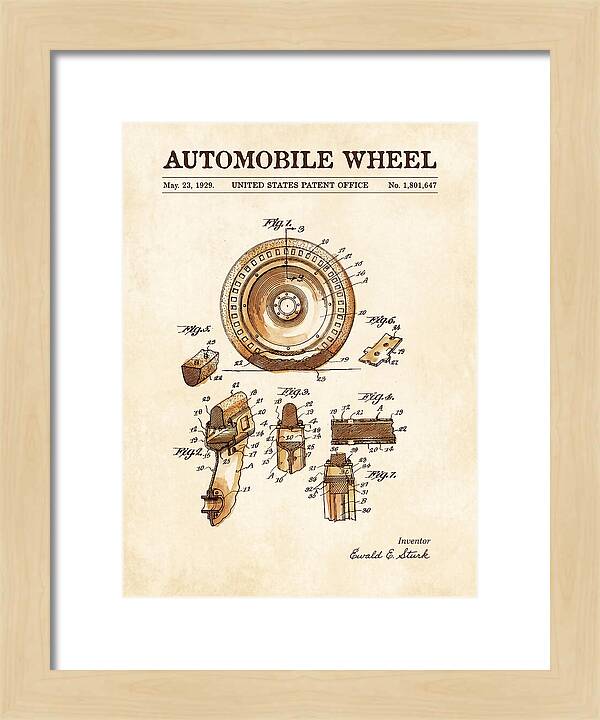 Automobile Wheel Watercolor Patent Us1801647a