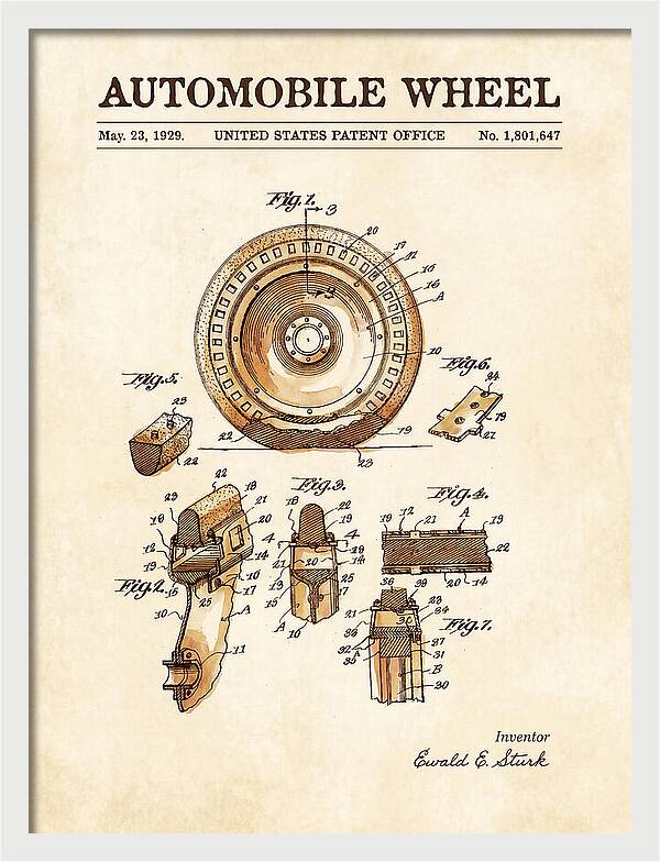 Automobile Wheel Watercolor Patent Us1801647a