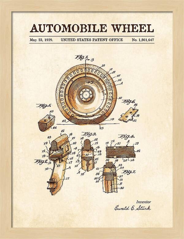 Automobile Wheel Watercolor Patent Us1801647a