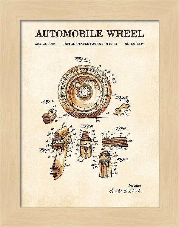 Automobile Wheel Watercolor Patent Us1801647a