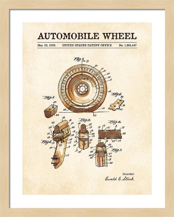 Automobile Wheel Watercolor Patent Us1801647a