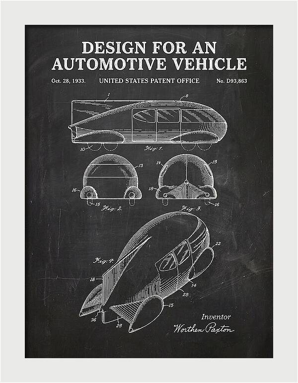Automotive Vehicle Chalkboard Patent Usd93863s