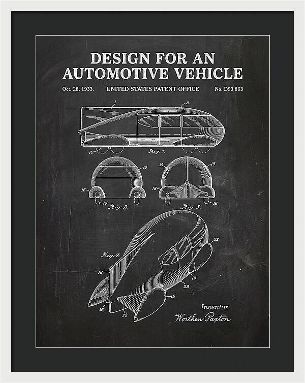 Automotive Vehicle Chalkboard Patent Usd93863s