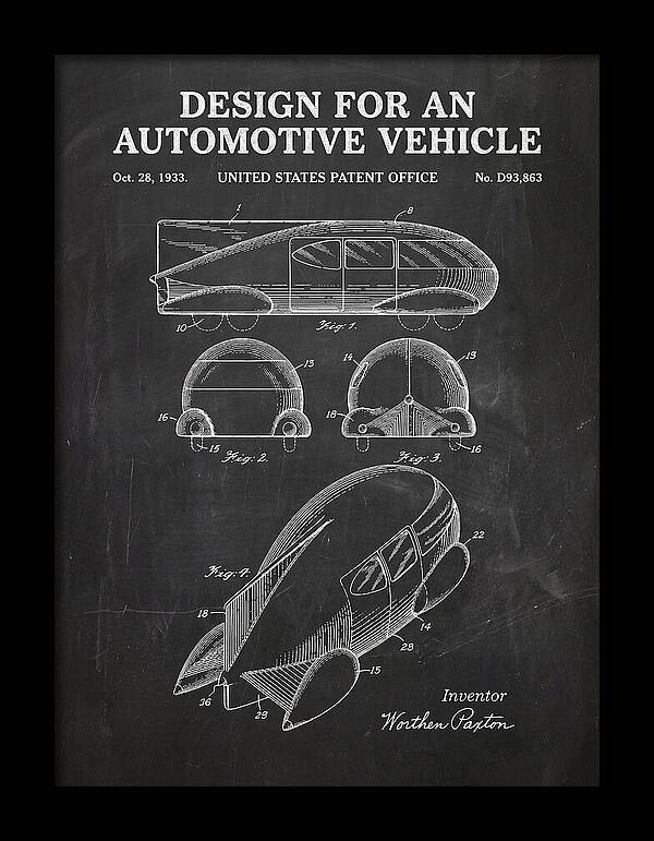Automotive Vehicle Chalkboard Patent Usd93863s