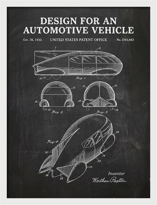 Automotive Vehicle Chalkboard Patent Usd93863s