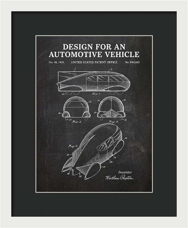 Automotive Vehicle Chalkboard Patent Usd93863s